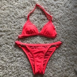 Coral cheeky bikini